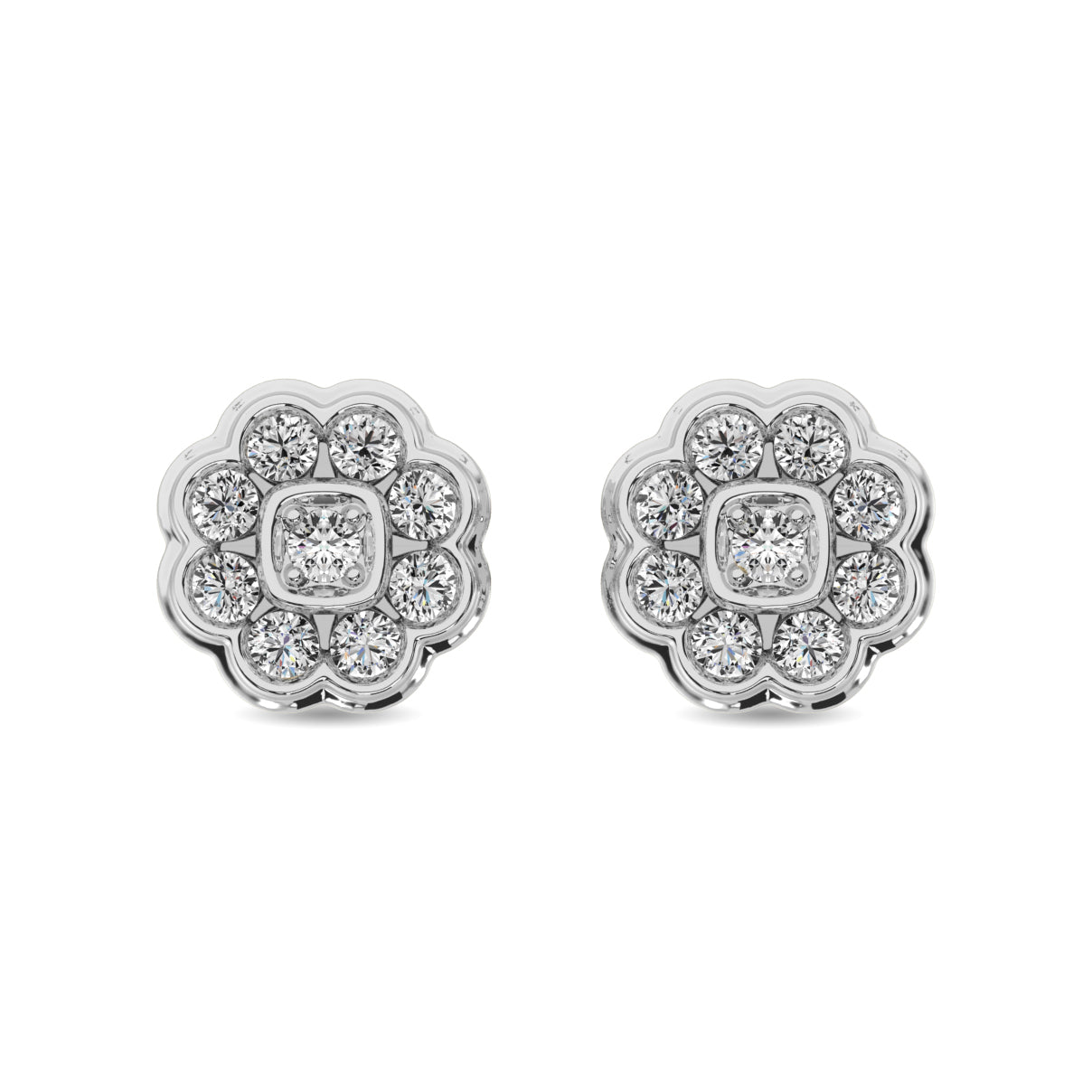 Diamond 2/5 Ct.tw Flower Earrings in 10K White Gold