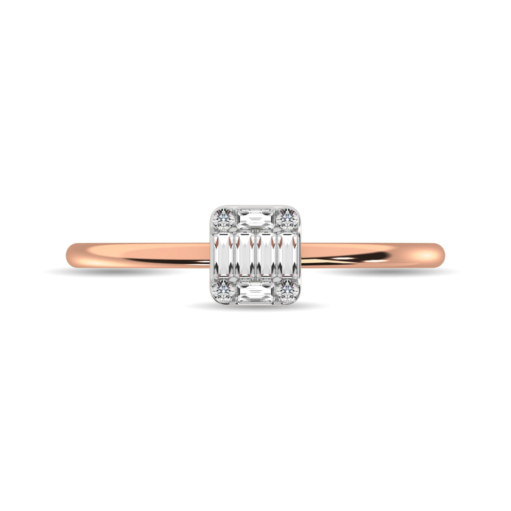 Diamond 1/10 Ct.tw Round and Baguette Cut Ring in 10K Rose Gold