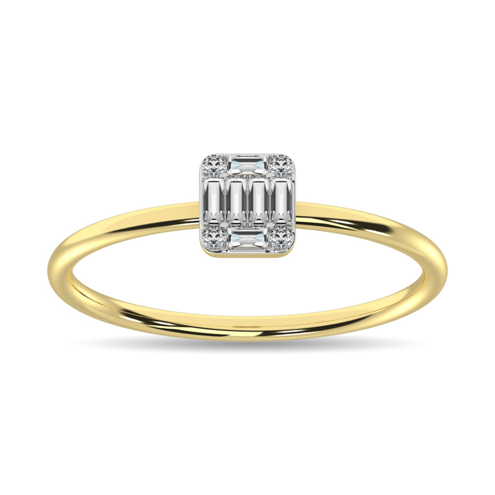 Diamond 1/10 Ct.tw Round and Baguette Cut Ring in 10K Yellow Gold