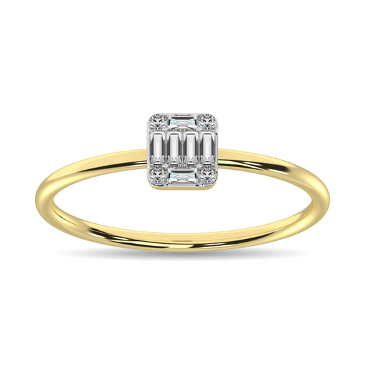 Diamond 1/10 Ct.tw Round and Baguette Cut Ring in 10K Yellow Gold