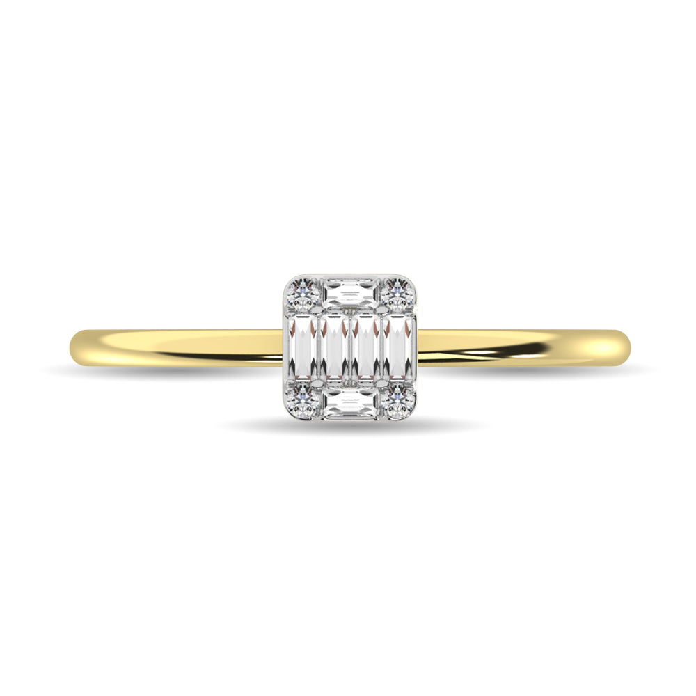Diamond 1/10 Ct.tw Round and Baguette Cut Ring in 10K Yellow Gold