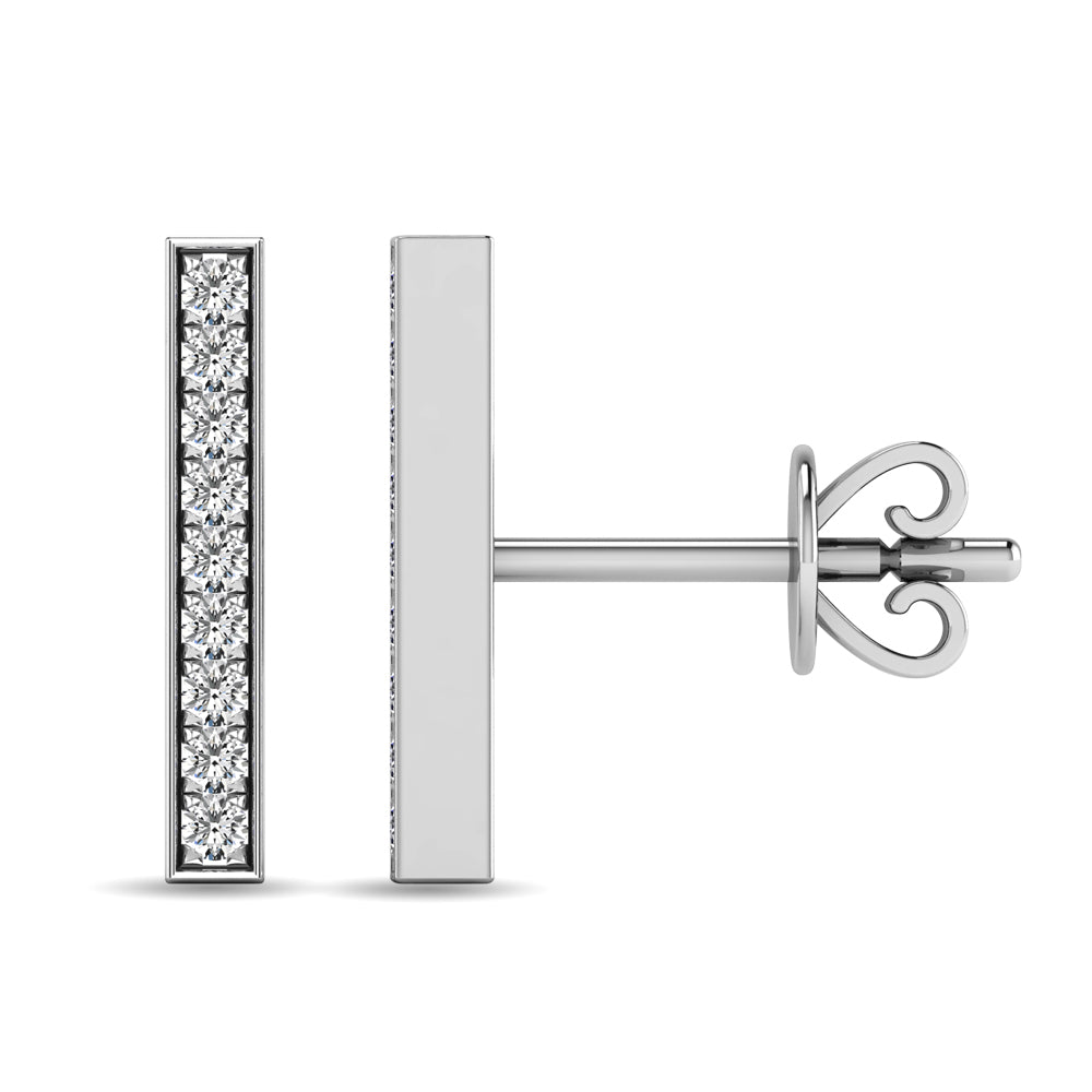 Diamond 1/20 Ct.tw Bar Earrings in 10K White Gold