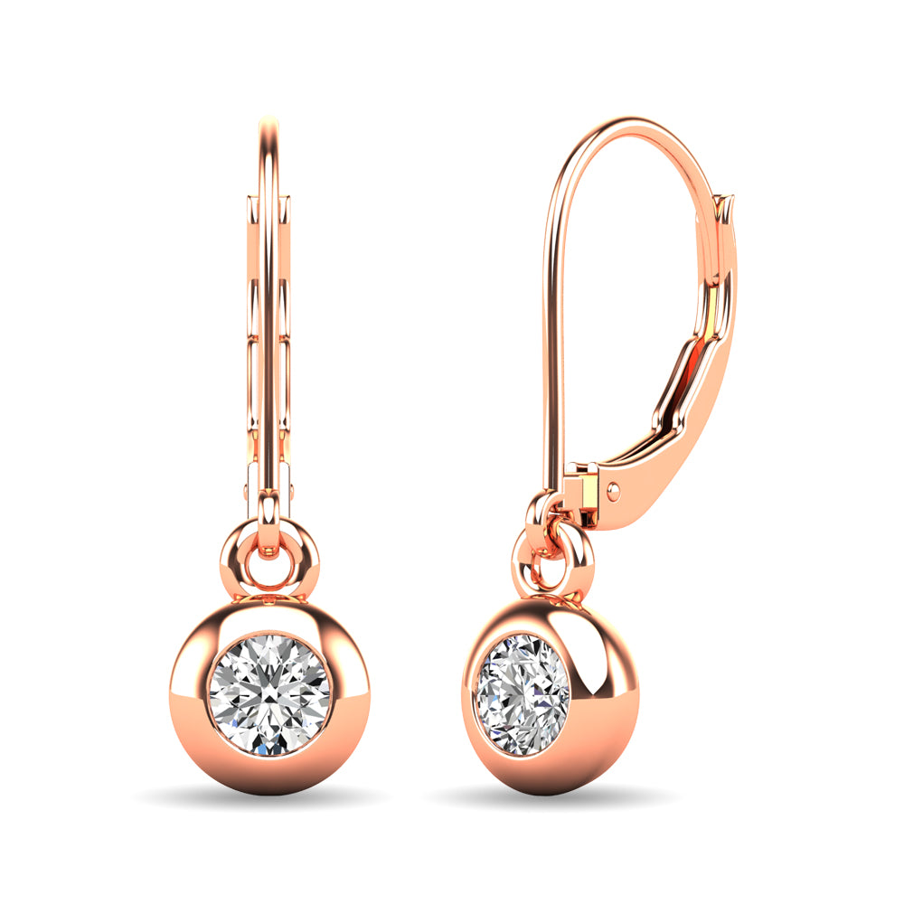 Diamond 1/10 Ct.tw Bezel Set Earrings in 10K Rose Gold