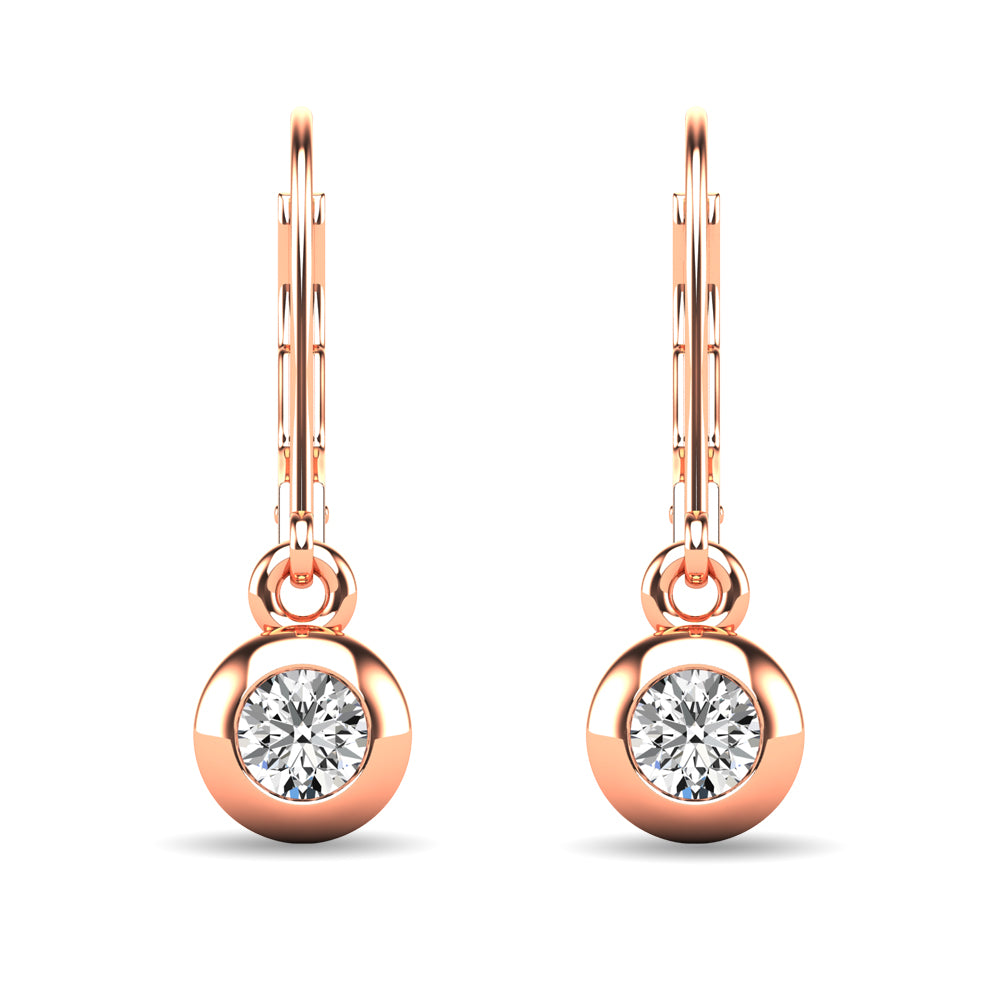 Diamond 1/10 Ct.tw Bezel Set Earrings in 10K Rose Gold