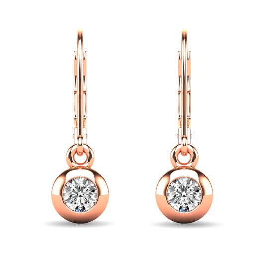 Diamond 1/10 Ct.tw Bezel Set Earrings in 10K Rose Gold