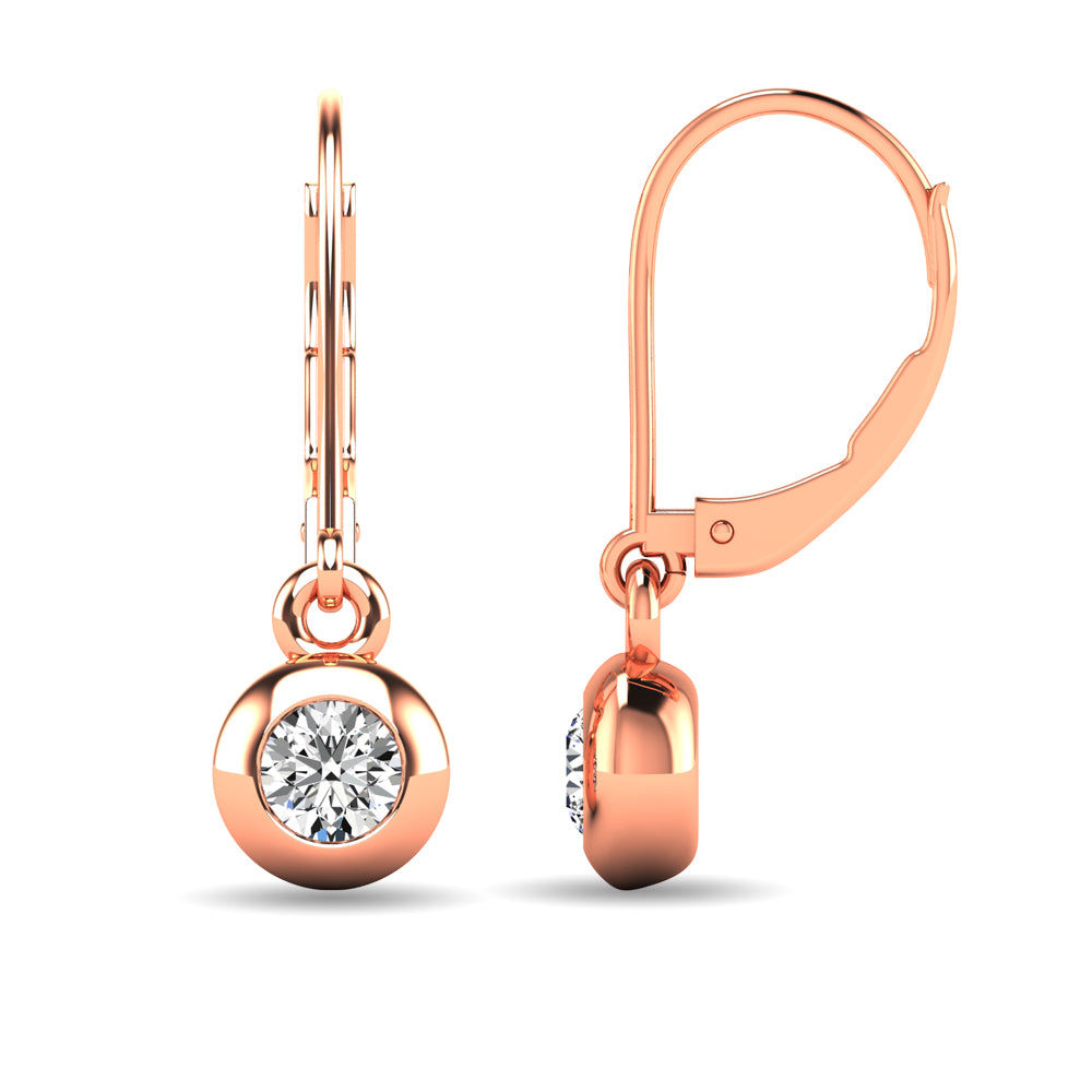 Diamond 1/10 Ct.tw Bezel Set Earrings in 10K Rose Gold