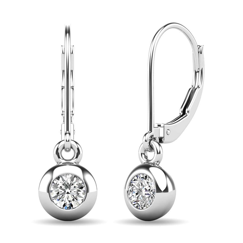 Diamond 1/10 Ct.tw Bezel Set Earrings in 10K White Gold