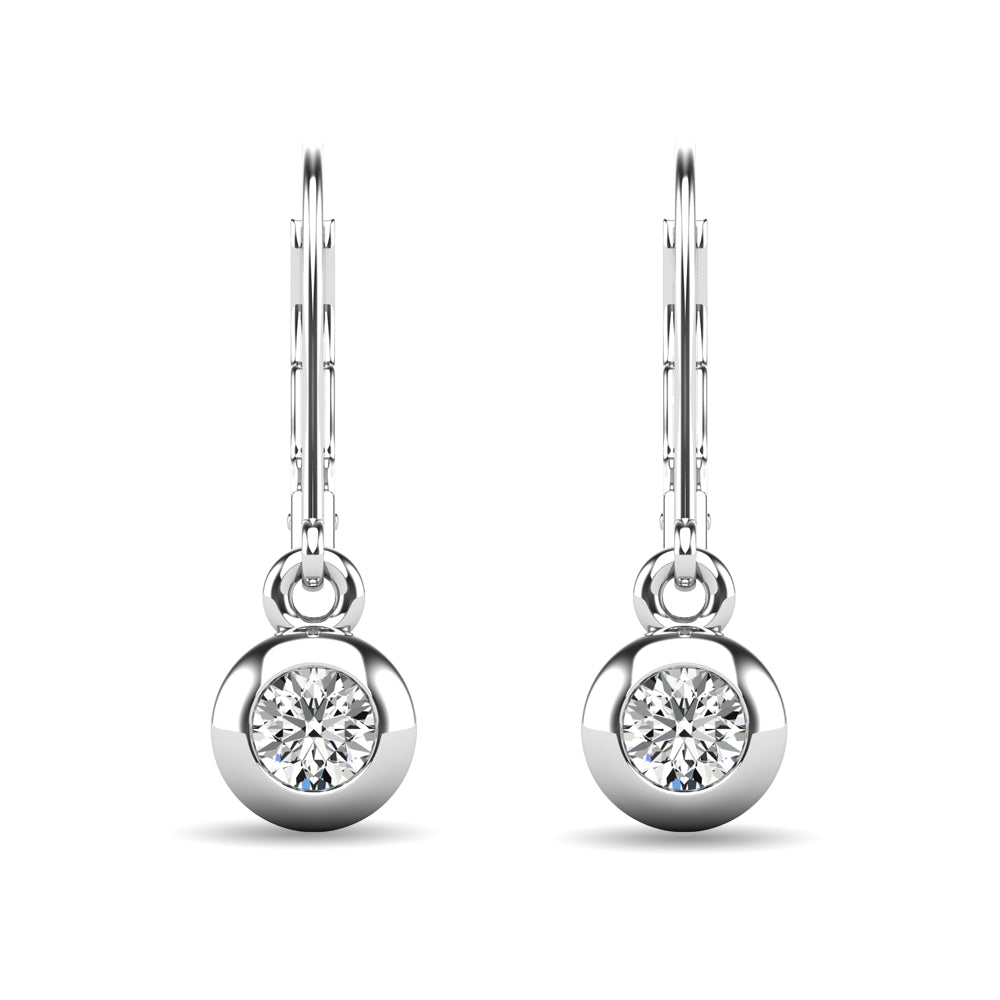 Diamond 1/10 Ct.tw Bezel Set Earrings in 10K White Gold