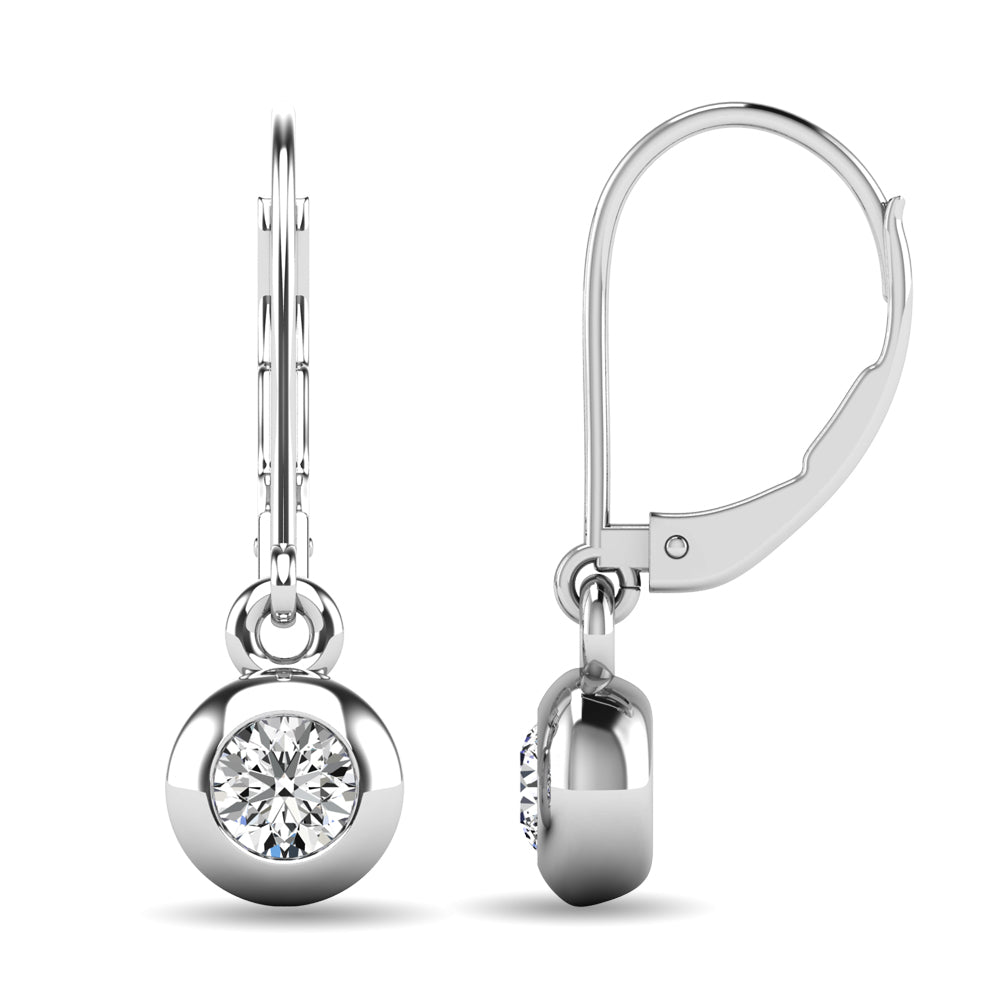 Diamond 1/10 Ct.tw Bezel Set Earrings in 10K White Gold
