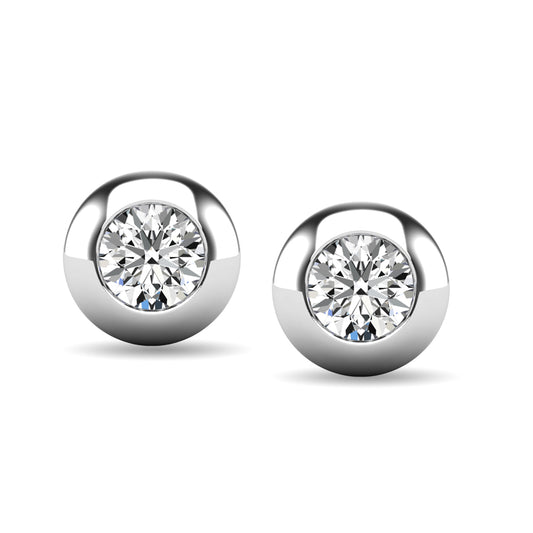 Diamond 1/10 Ct.tw Bezel Set Earrings in 10K White Gold