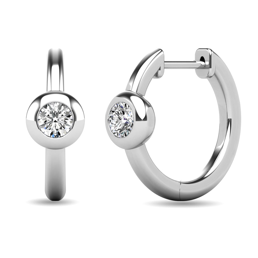 Diamond 1/10 Ct.tw Bezel Set Earrings in 10K White Gold