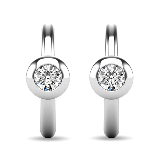 Diamond 1/10 Ct.tw Bezel Set Earrings in 10K White Gold