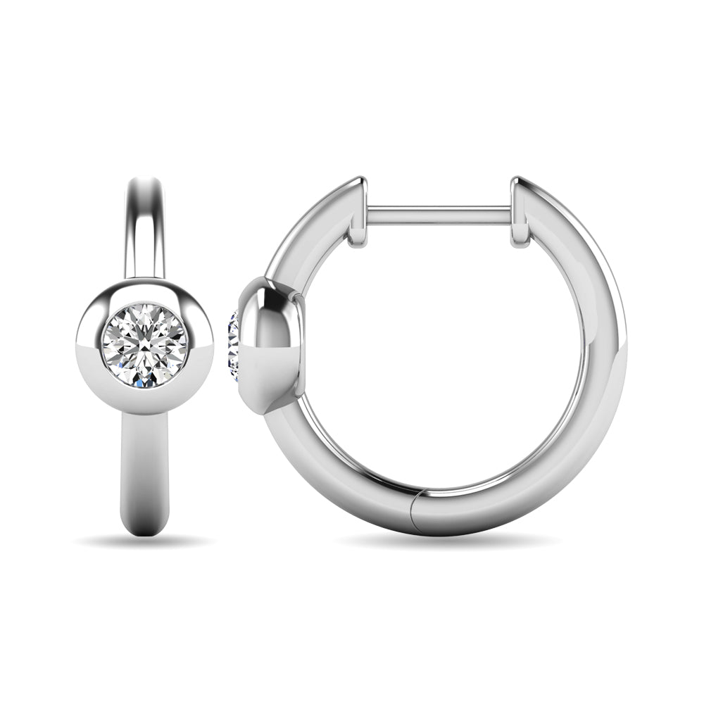 Diamond 1/10 Ct.tw Bezel Set Earrings in 10K White Gold