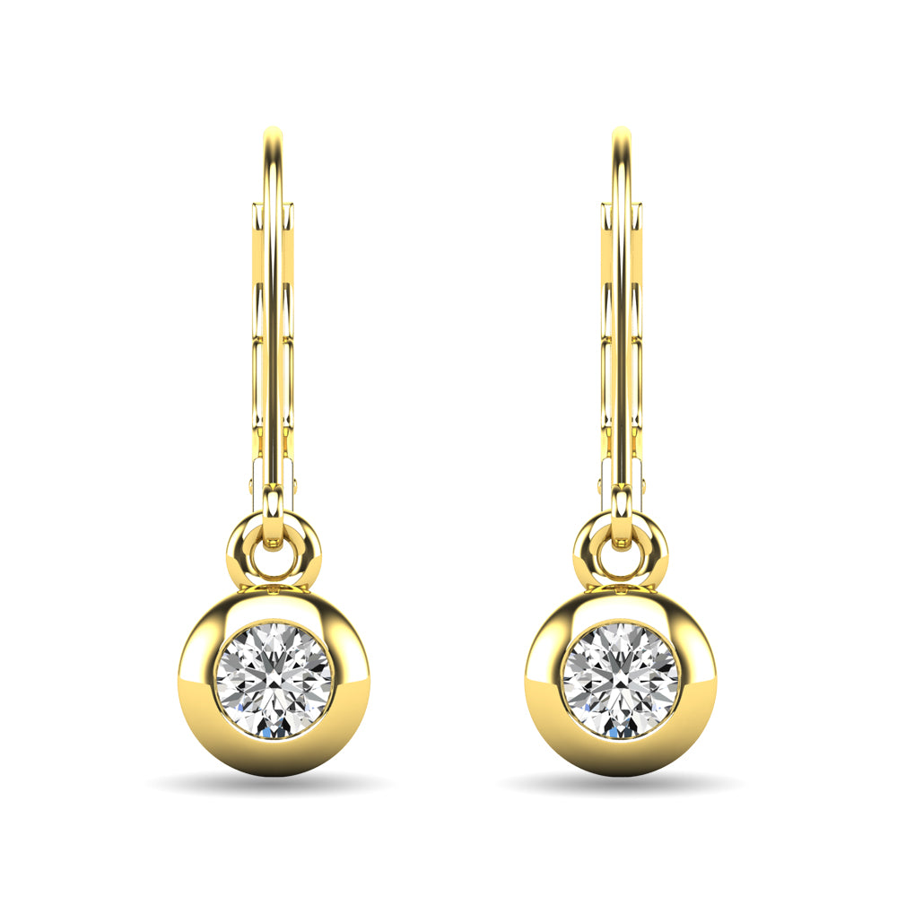 Diamond 1/10 Ct.tw Bezel Set Earrings in 10K Yellow Gold