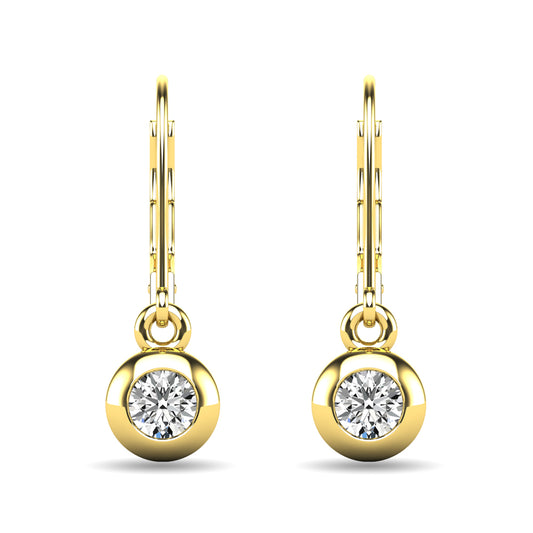 Diamond 1/10 Ct.tw Bezel Set Earrings in 10K Yellow Gold