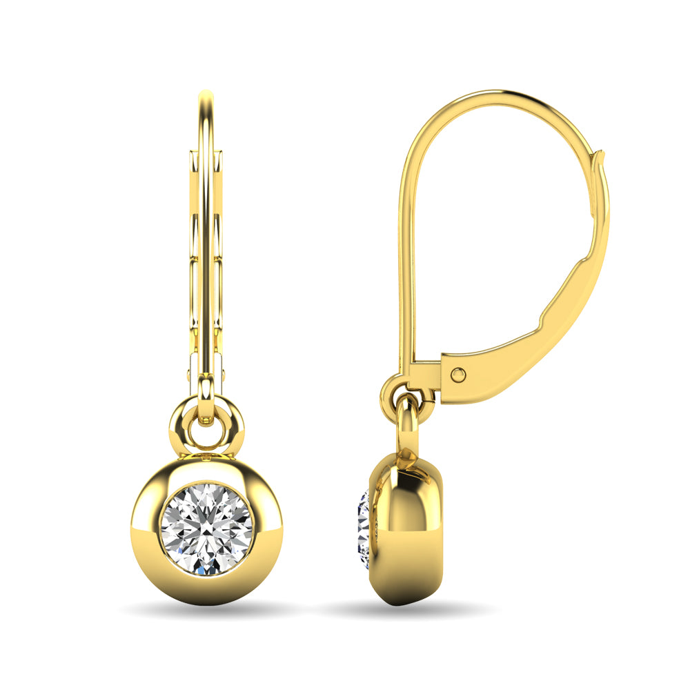 Diamond 1/10 Ct.tw Bezel Set Earrings in 10K Yellow Gold