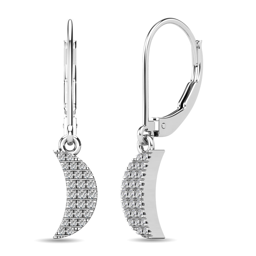 Diamond 1/10 Ct.tw Moon Dangle Earrings in 10K White Gold