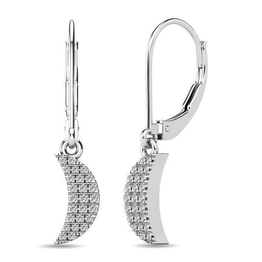Diamond 1/10 Ct.tw Moon Dangle Earrings in 10K White Gold