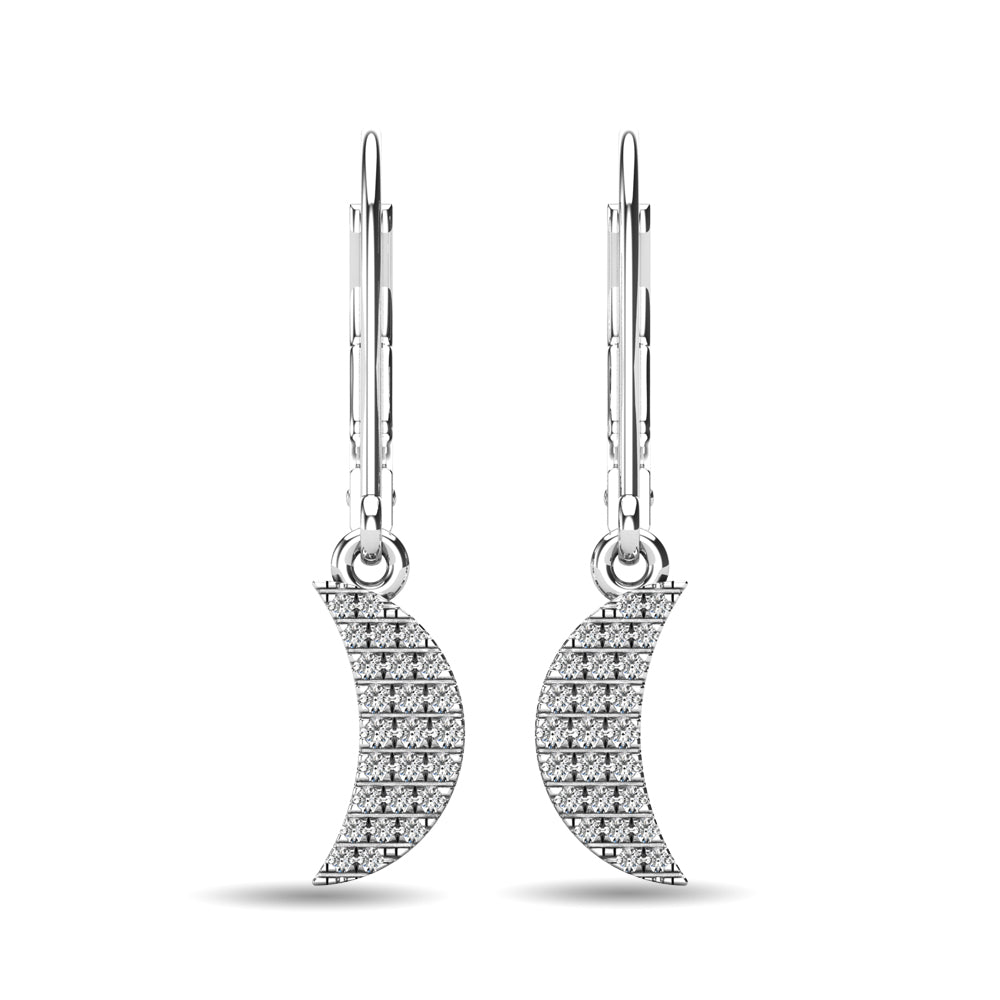 Diamond 1/10 Ct.tw Moon Dangle Earrings in 10K White Gold