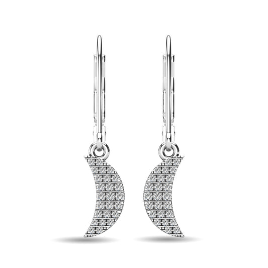 Diamond 1/10 Ct.tw Moon Dangle Earrings in 10K White Gold