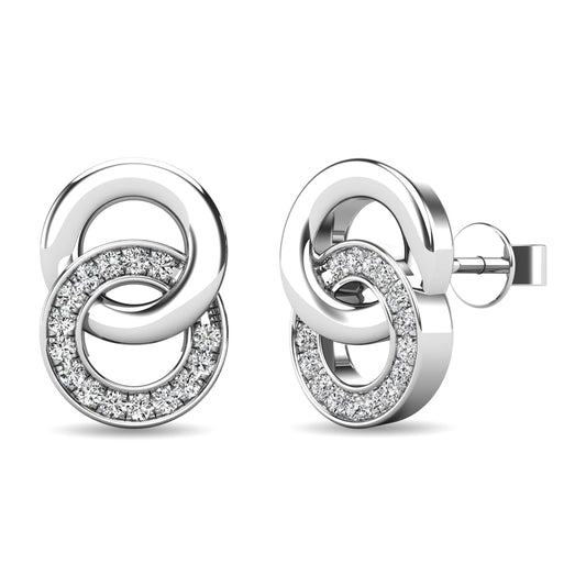 Diamond 1/10 Ct.tw Circle Earrings in 10K White Gold