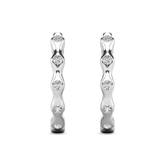 Diamond 1/10 Ct.tw Hoop Earrings in 10K White Gold