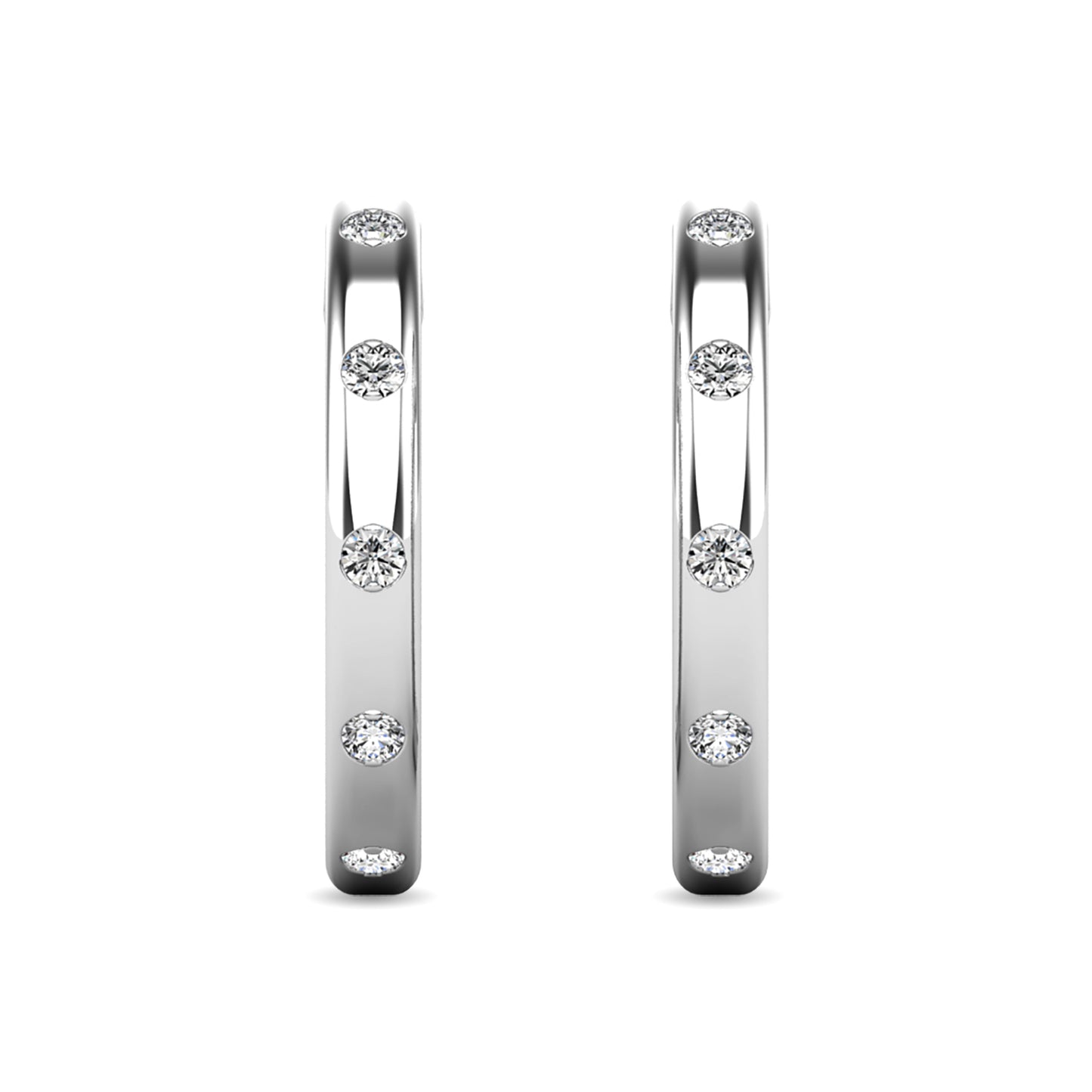 Diamond 1/10 Ct.tw Hoop Earrings in 10K White Gold