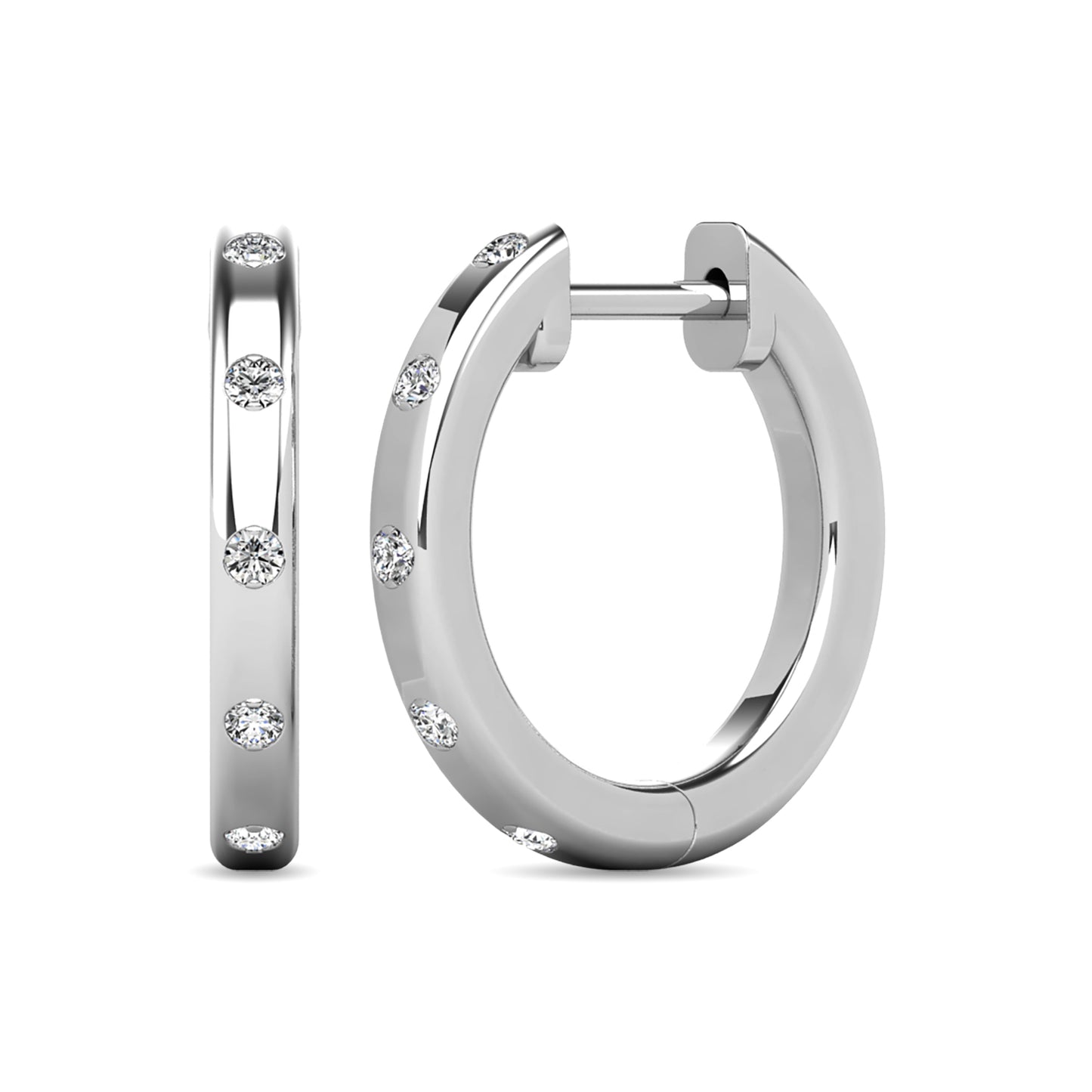 Diamond 1/10 Ct.tw Hoop Earrings in 10K White Gold
