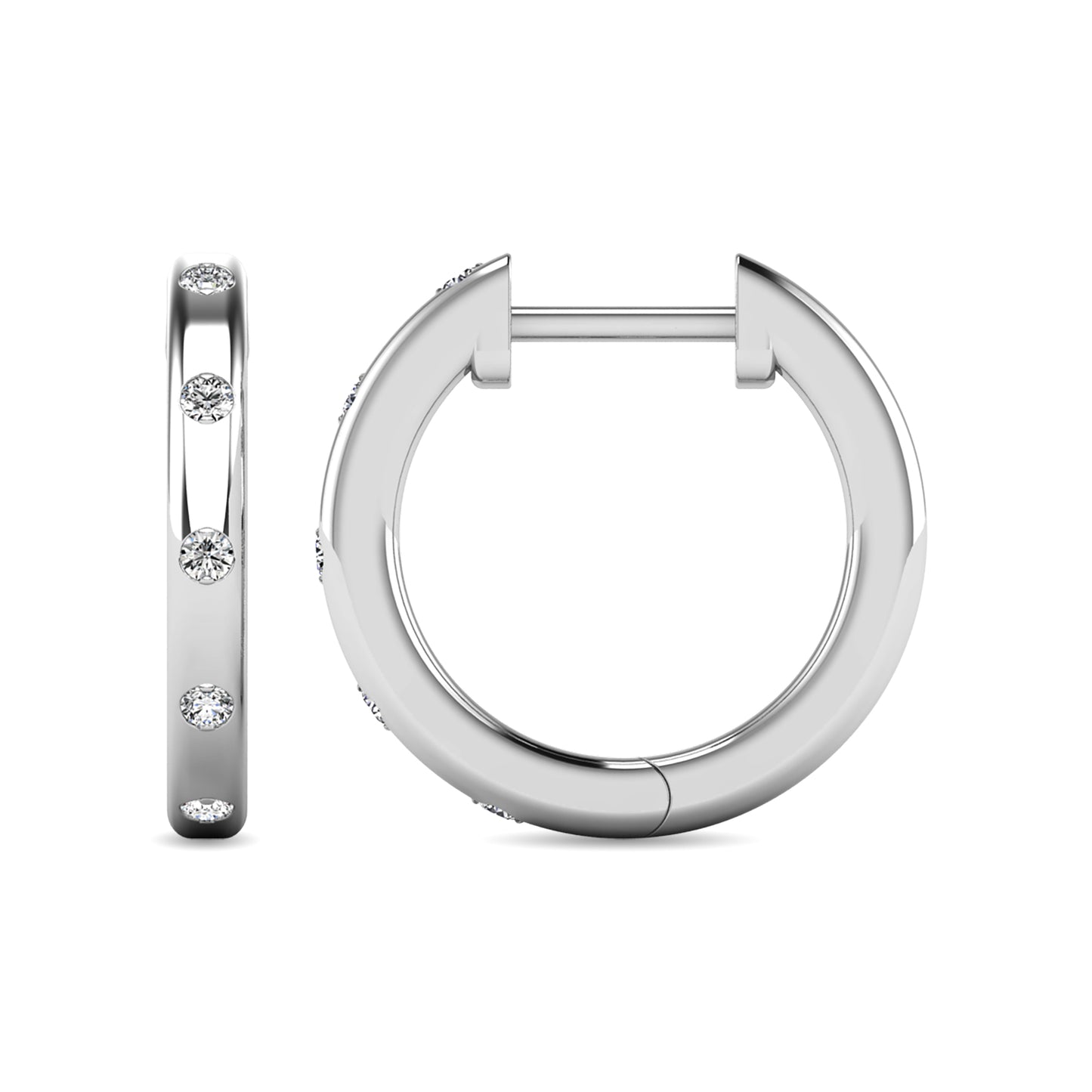 Diamond 1/10 Ct.tw Hoop Earrings in 10K White Gold