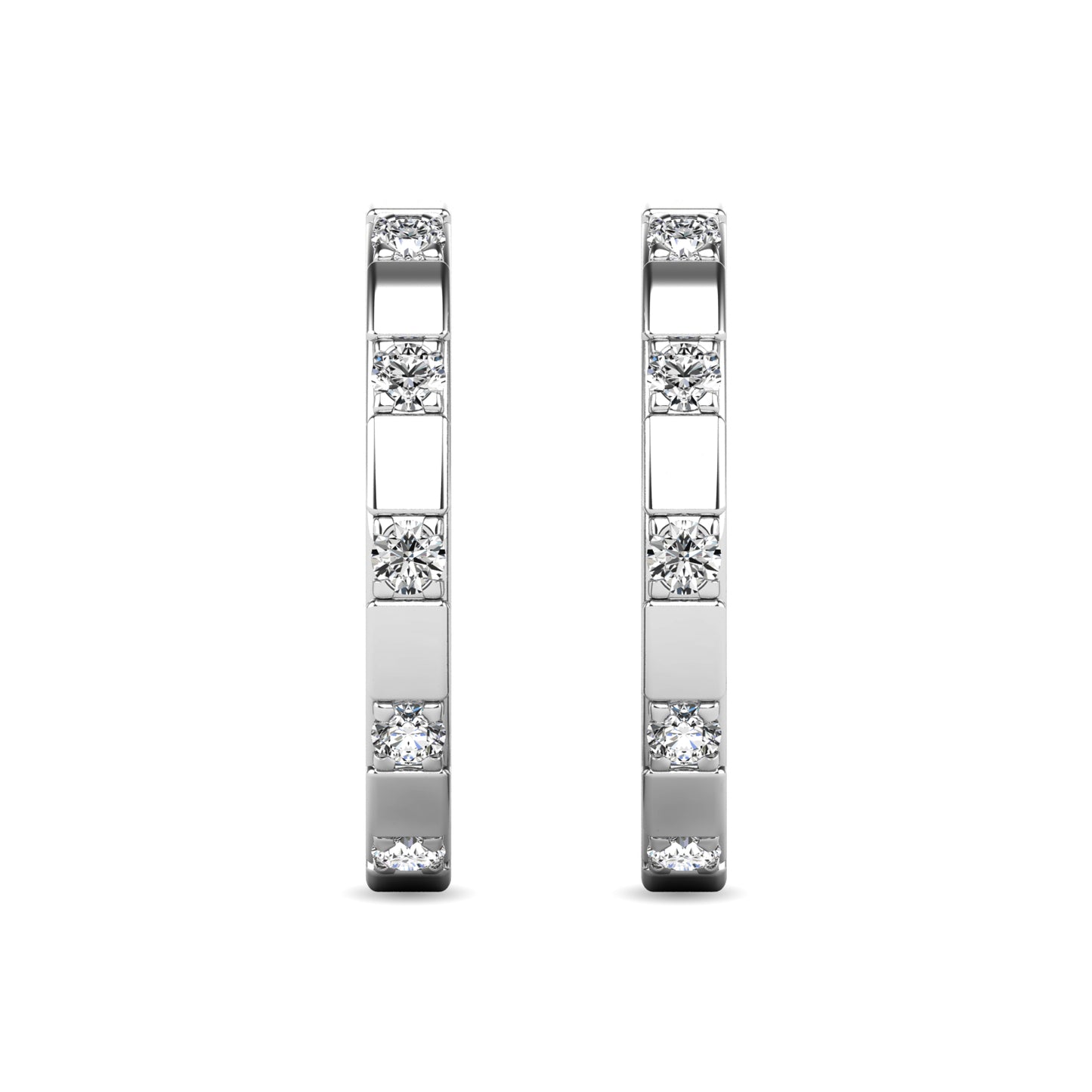 Diamond 1/10 Ct.tw Hoop Earrings in 10K White Gold