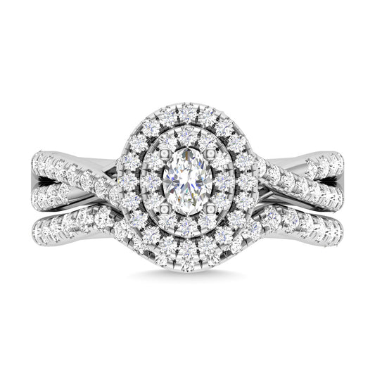 Diamond 1 Ct.Tw. Oval Cut Bridal Ring in 14K White Gold
