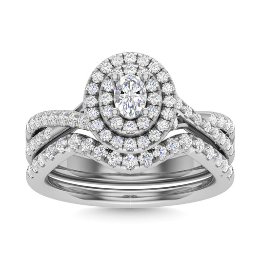 Diamond 1 Ct.Tw. Oval Cut Bridal Ring in 14K White Gold