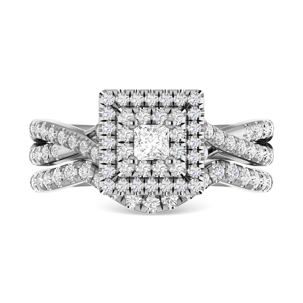 Diamond 1 Ct.Tw. Princess Cut Bridal Ring in 14K White Gold