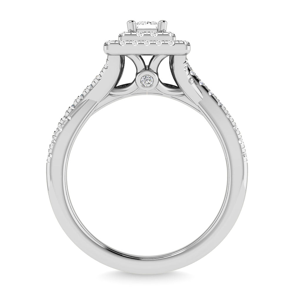 Diamond 1 Ct.Tw. Princess Cut Bridal Ring in 14K White Gold