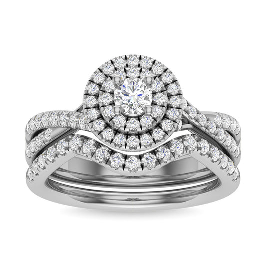 Diamond 1 Ct.Tw. Round Cut Bridal Ring in 14K White Gold