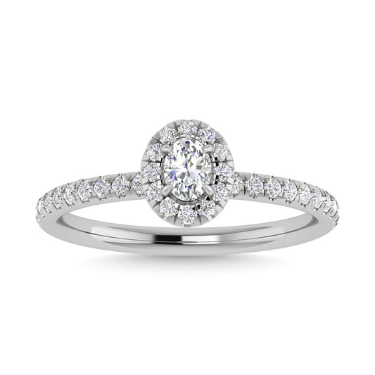 Diamond 3/4 Ct.Tw. Oval Cut Engagement Ring in 14K White Gold