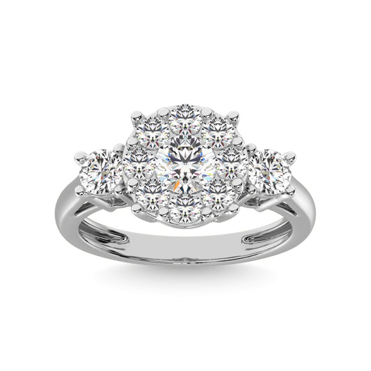 Diamond 1 1/2 Ct.tw Heart Three Stone Ring in 14K White Gold