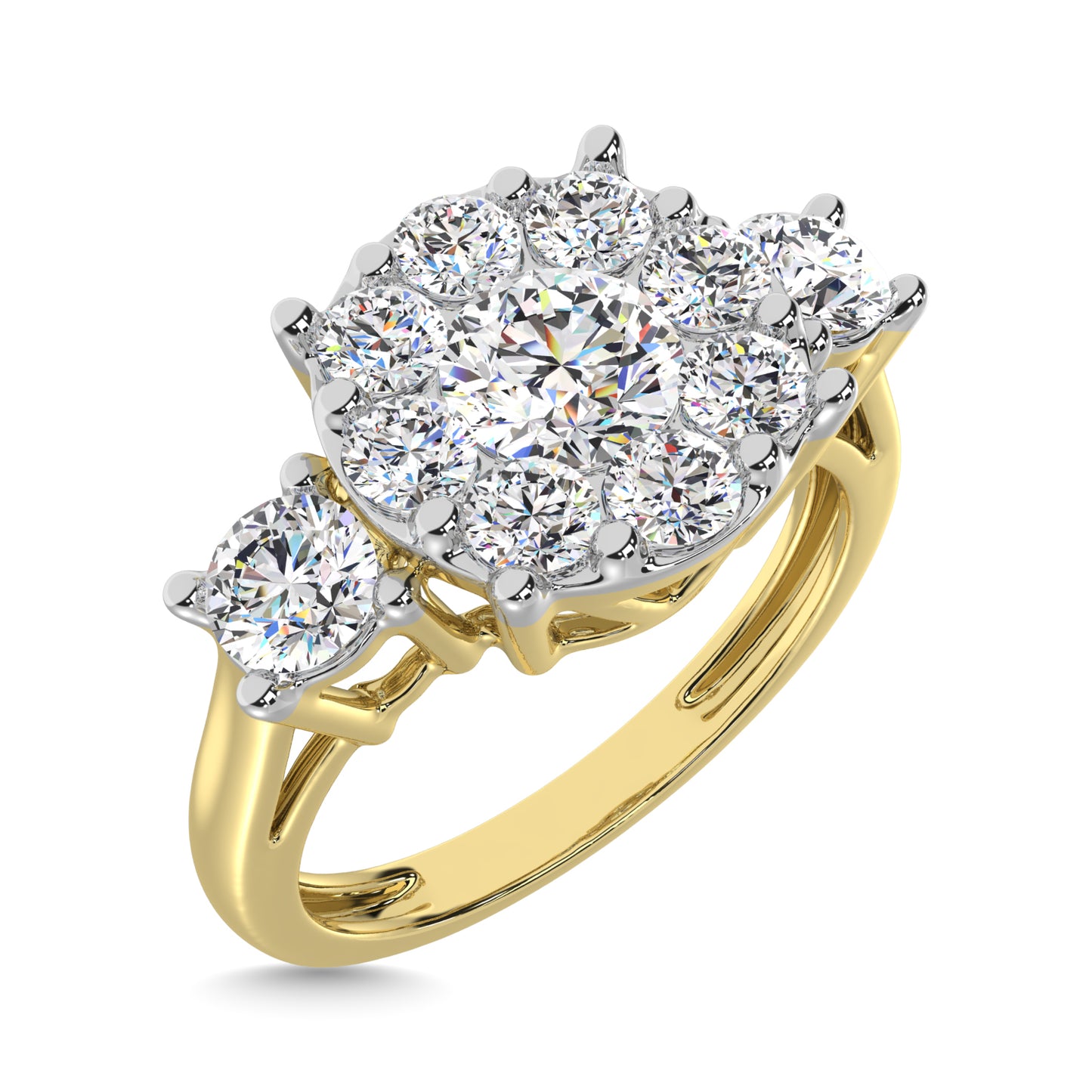 Diamond 1 Ct.tw Heart Three Stone Ring in 14K Yellow Gold
