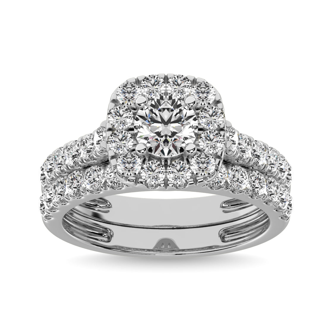 Diamond 2 Ct.tw Round Cut Halo Bridal Ring in 14K White Gold
