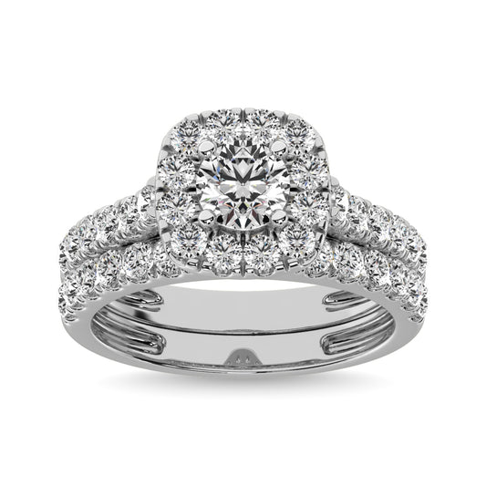 Diamond 2 Ct.tw Round Cut Halo Bridal Ring in 14K White Gold