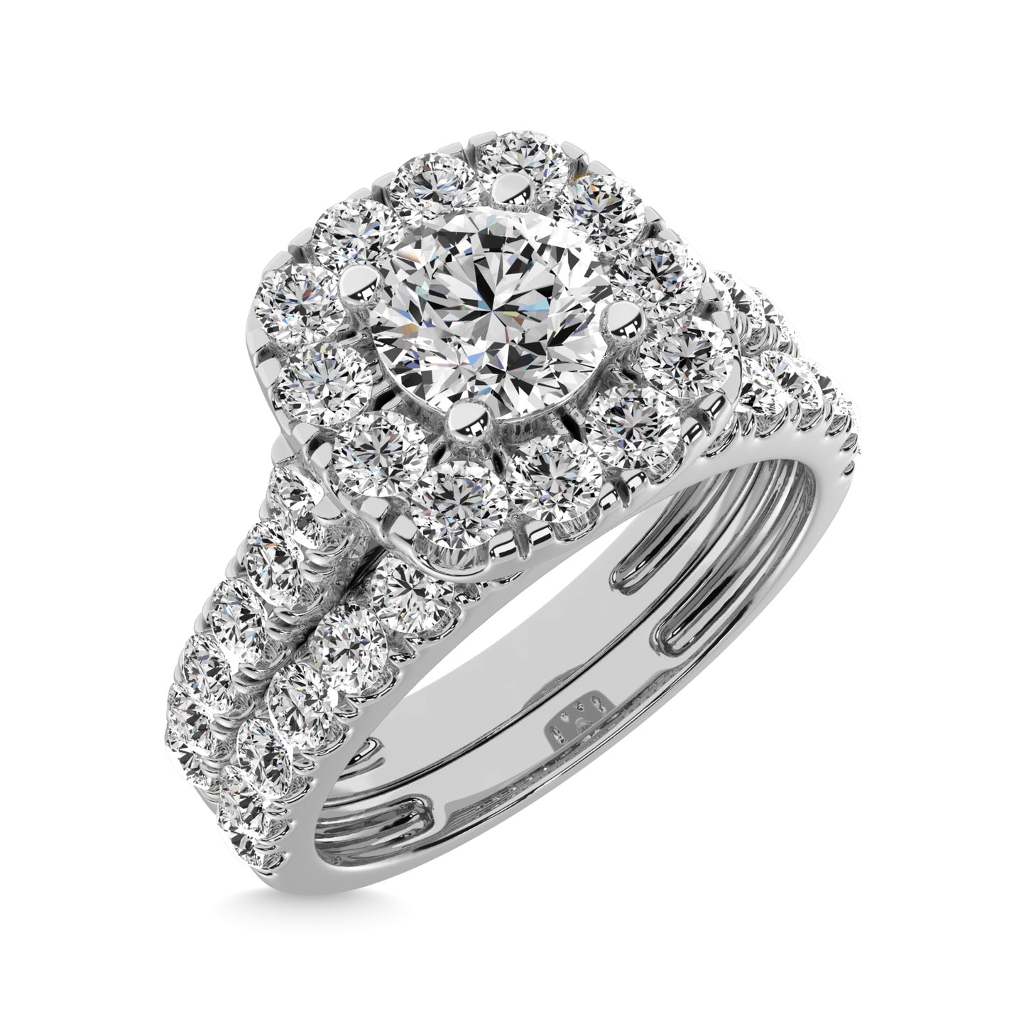 Diamond 2 Ct.tw Round Cut Halo Bridal Ring in 14K White Gold