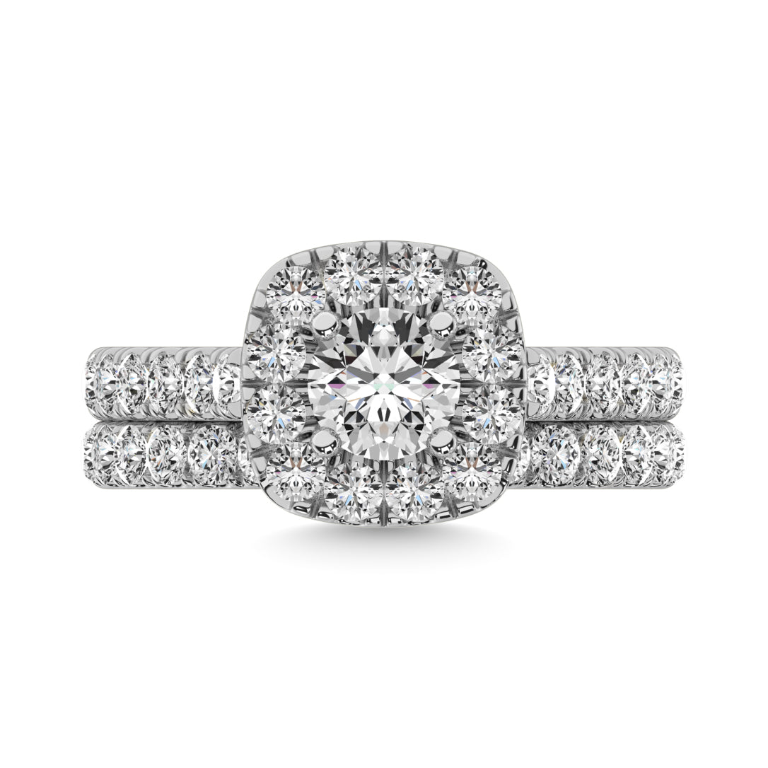 Diamond 2 Ct.tw Cushion Halo Bridal Ring in 14K White Gold