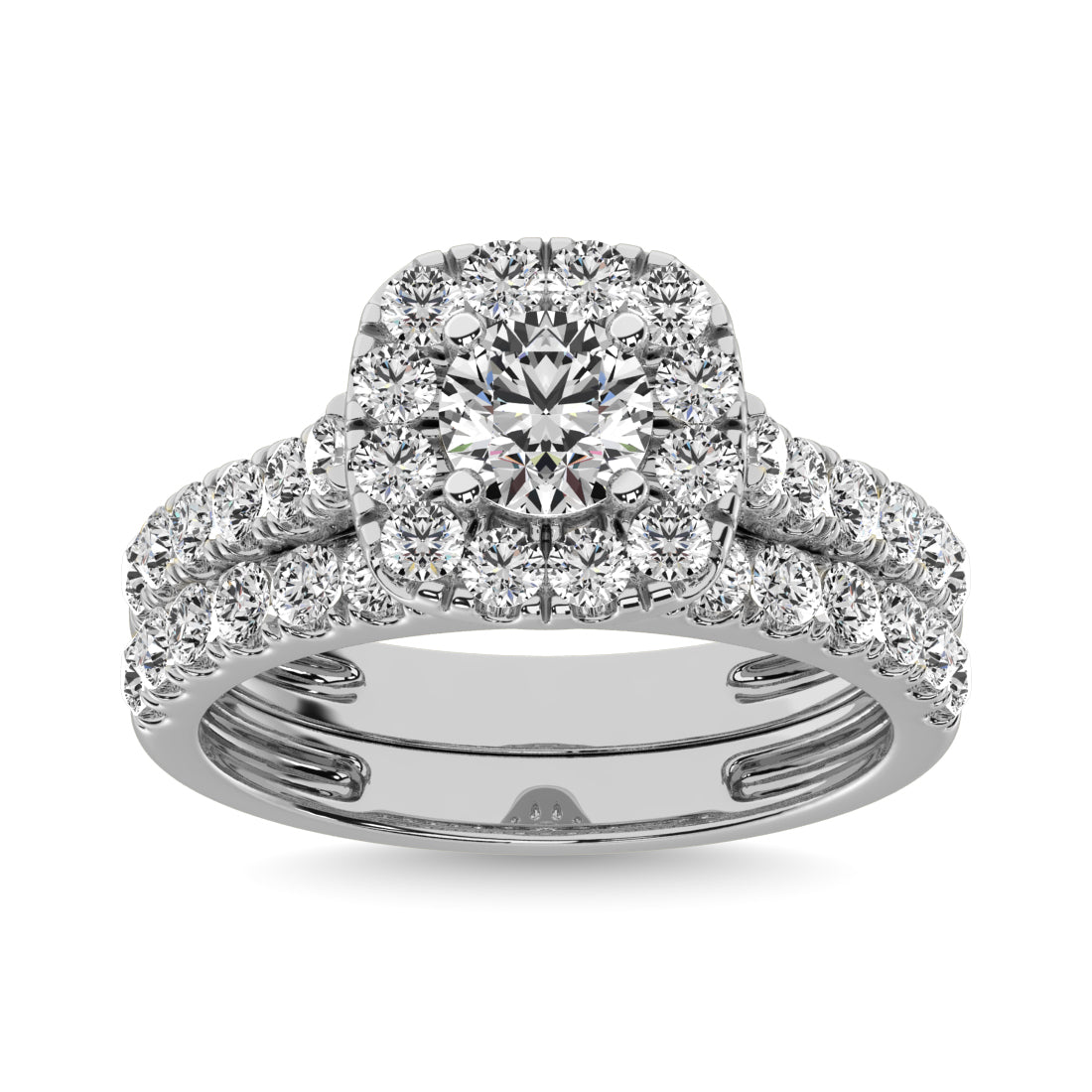 Diamond 2 Ct.tw Cushion Halo Bridal Ring in 14K White Gold