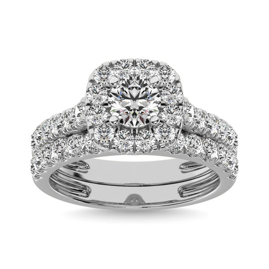 Diamond 2 Ct.tw Cushion Halo Bridal Ring in 14K White Gold