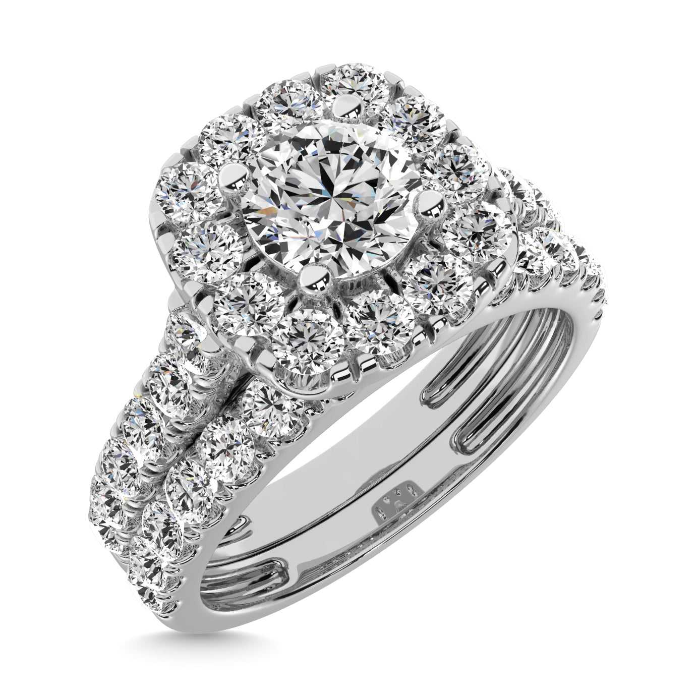 Diamond 2 Ct.tw Cushion Halo Bridal Ring in 14K White Gold