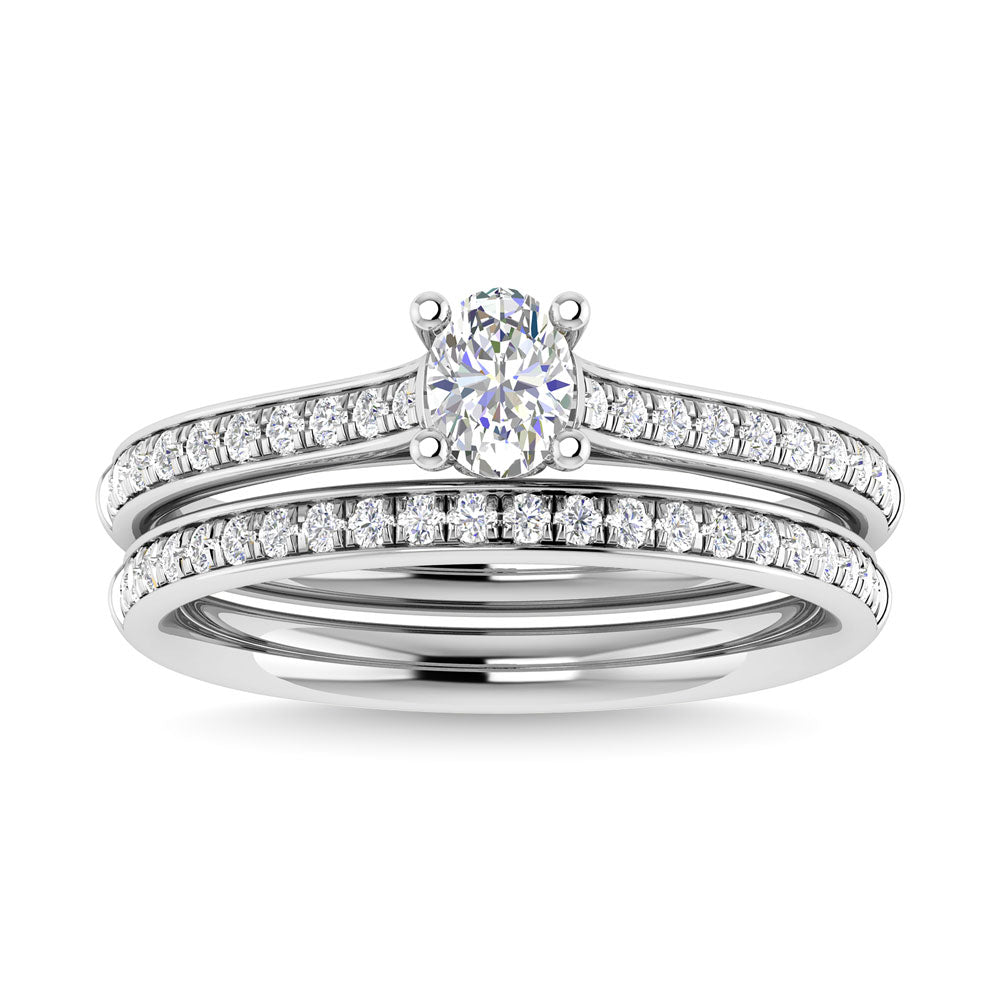 Diamond 3/4 Ct.Tw. Oval Shape Bridal Ring in 14K White Gold