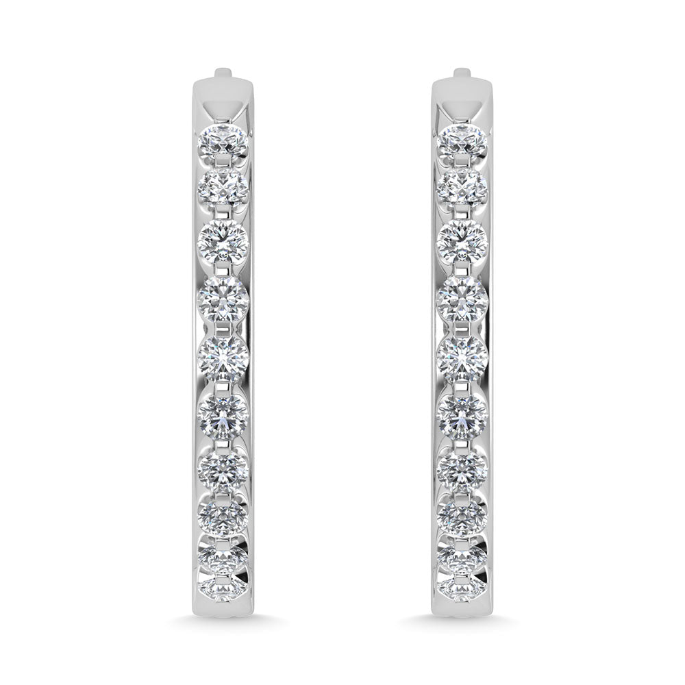 Diamond 1/4 Ct.Tw. Hoop Earrings in 14K White Gold