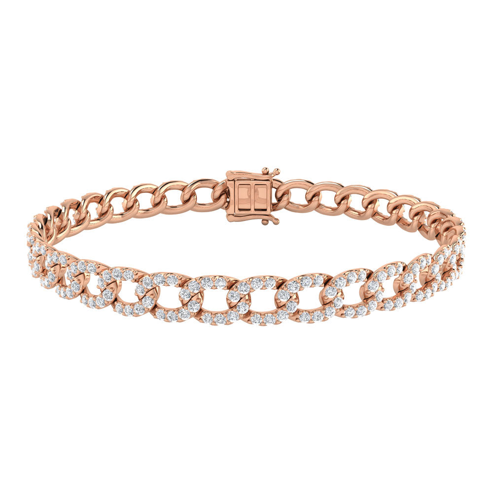 Diamond 3 1/8 Ct.Tw. Cuban Bracelets in 14K Rose Gold