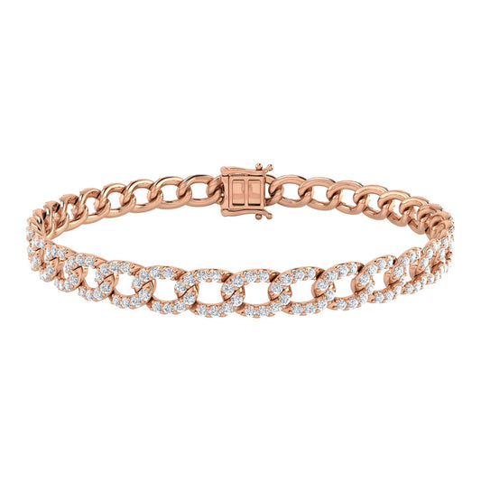 Diamond 3 1/8 Ct.Tw. Cuban Bracelets in 14K Rose Gold