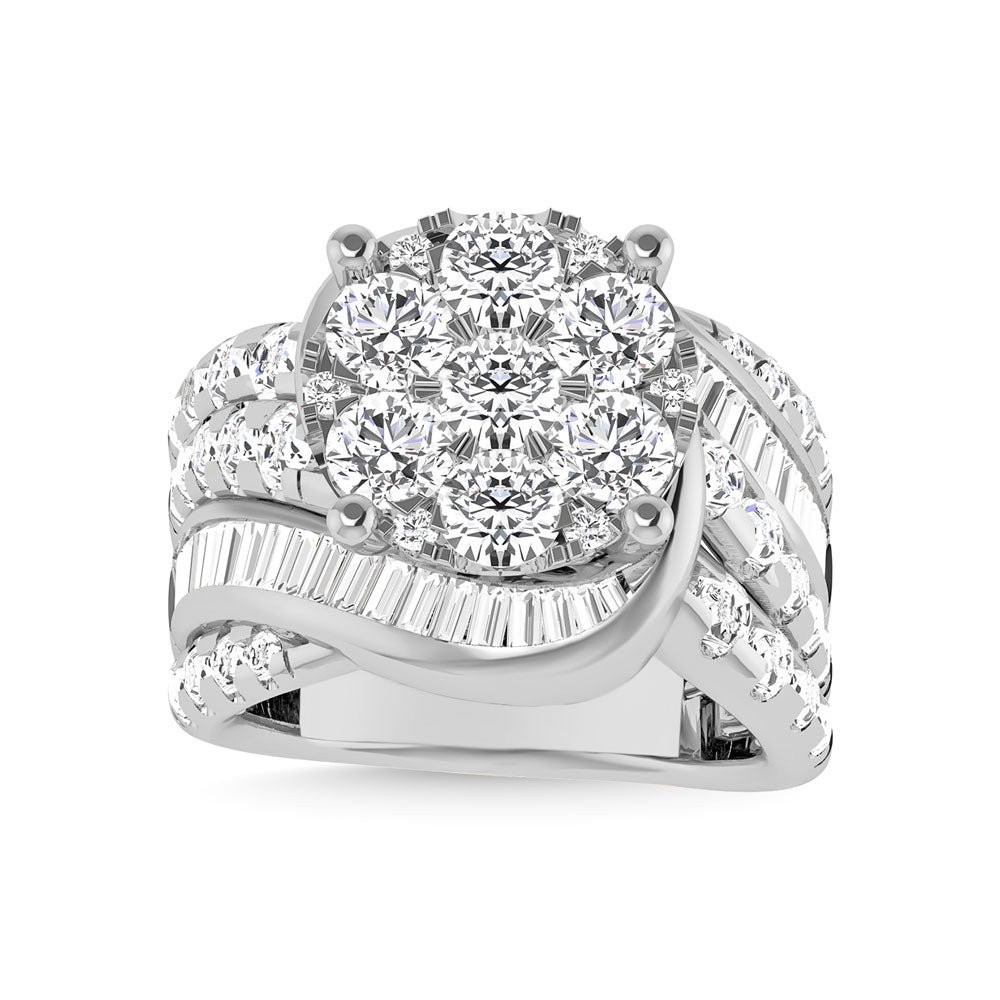 Diamond 4 Ct.Tw. Cluster Engagement Ring in 14K White Gold